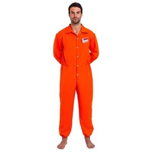 Spooktacular Creations Prisoner Escaped Inmate Coverall Costume with Name Tag